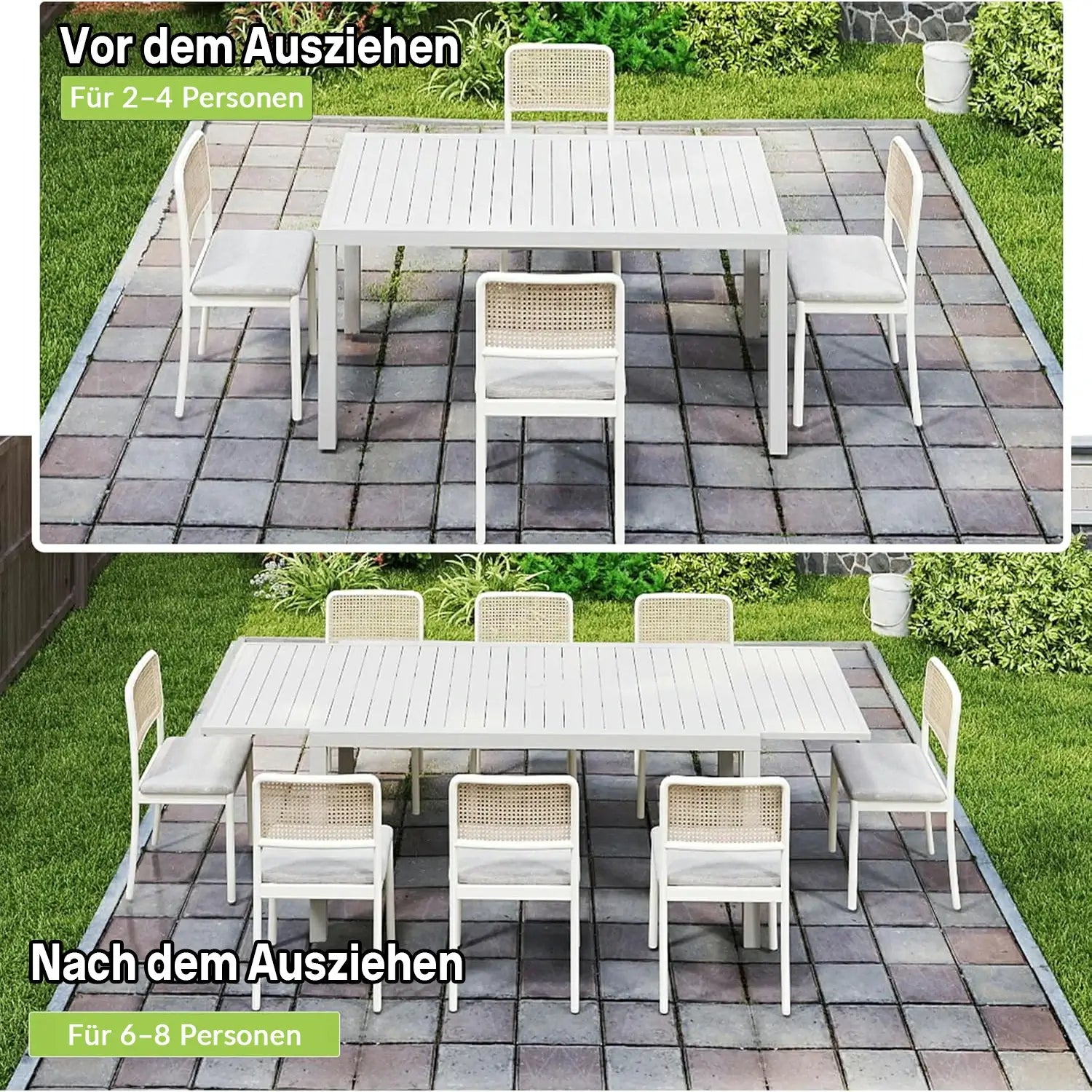 Domi Ausziehbarer Gartentisch Aluminium#Farbe_Weiß