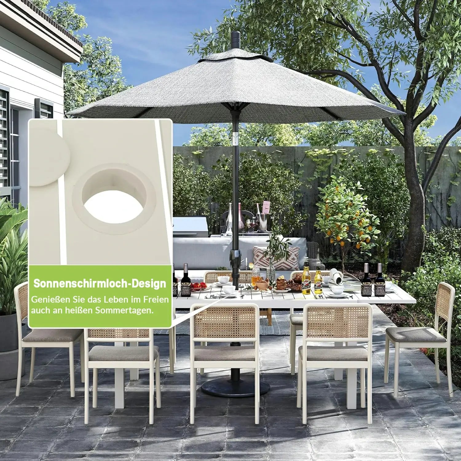 Domi Ausziehbarer Gartentisch Aluminium#Farbe_Weiß