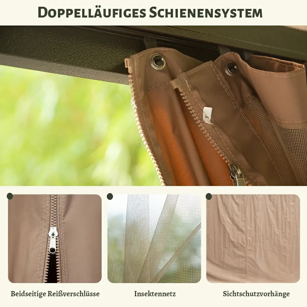 Domi Hardtop Wandpavillon Braun Anlehnpavillon #Größe_3,61 x 4,17 m