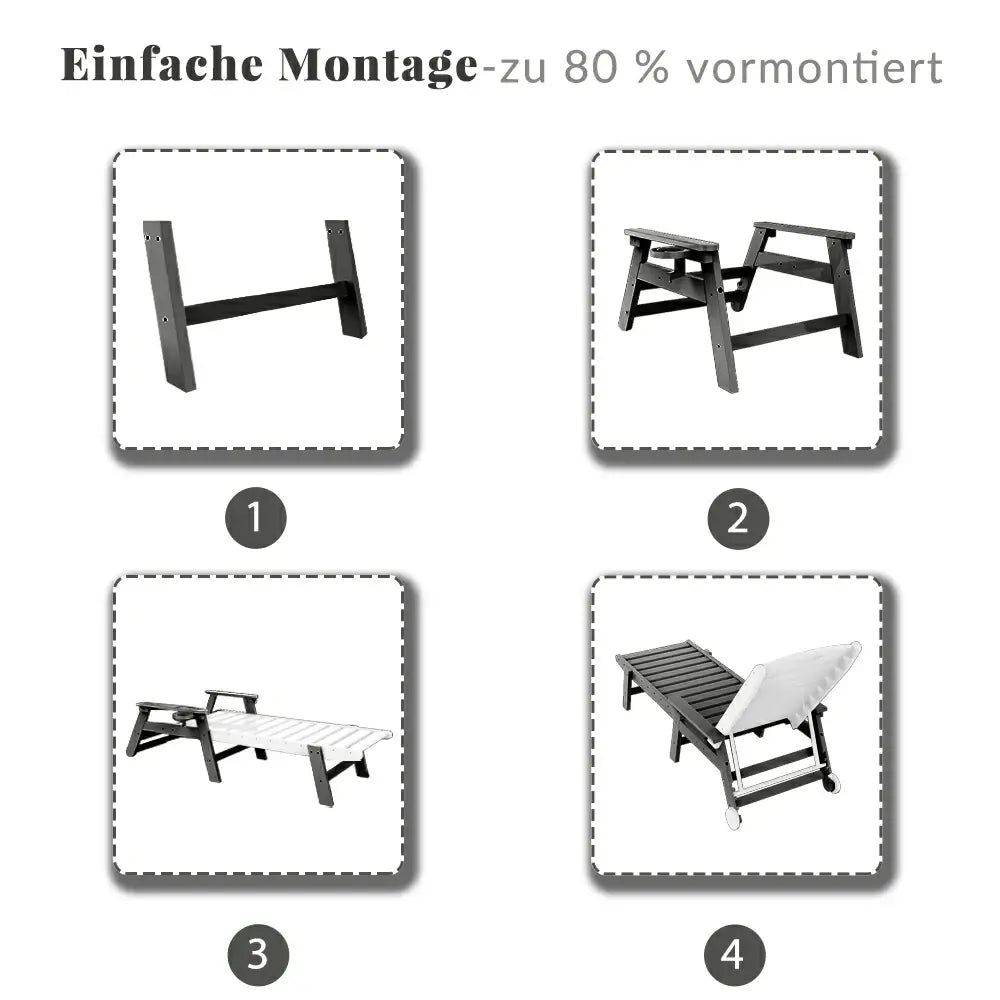 Domi Outdoor Living HDPE Sonnenliege#Farbe_Grau