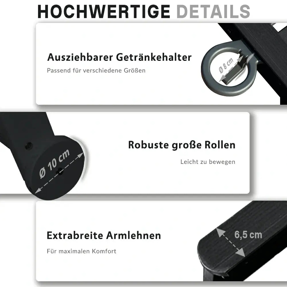 Domi Outdoor Living HDPE Sonnenliege#Farbe_Schwarz