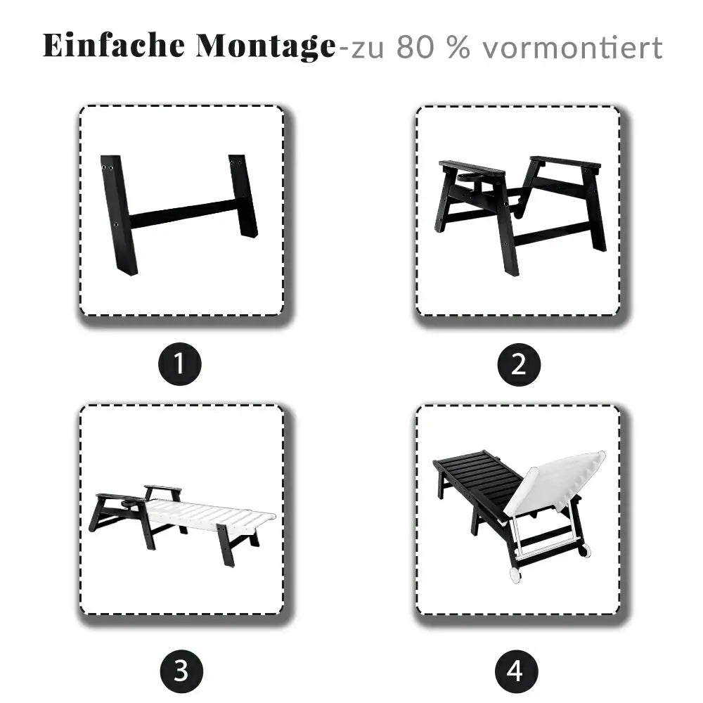Domi Outdoor Living HDPE Sonnenliege#Farbe_Schwarz