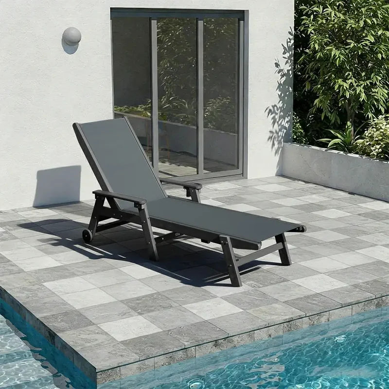 Domi Outdoor Living HDPE Textilene Sonnenliege#Farbe_Anthrazit
