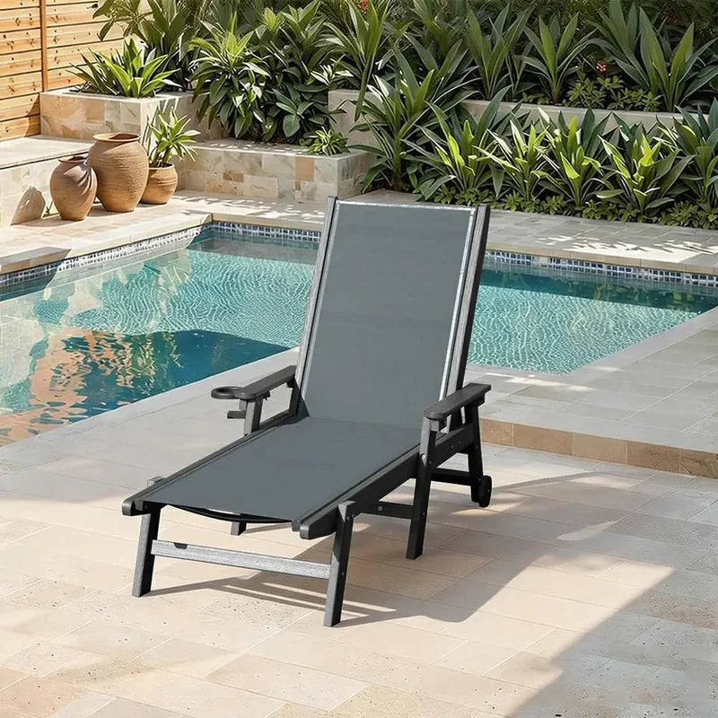 Domi Outdoor Living HDPE Textilene Sonnenliege#Farbe_Anthrazit