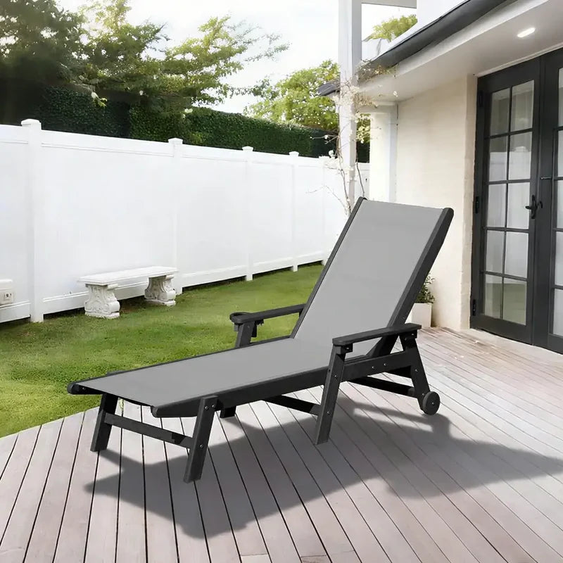 Domi Outdoor Living HDPE Textilene Sonnenliege#Farbe_Grau