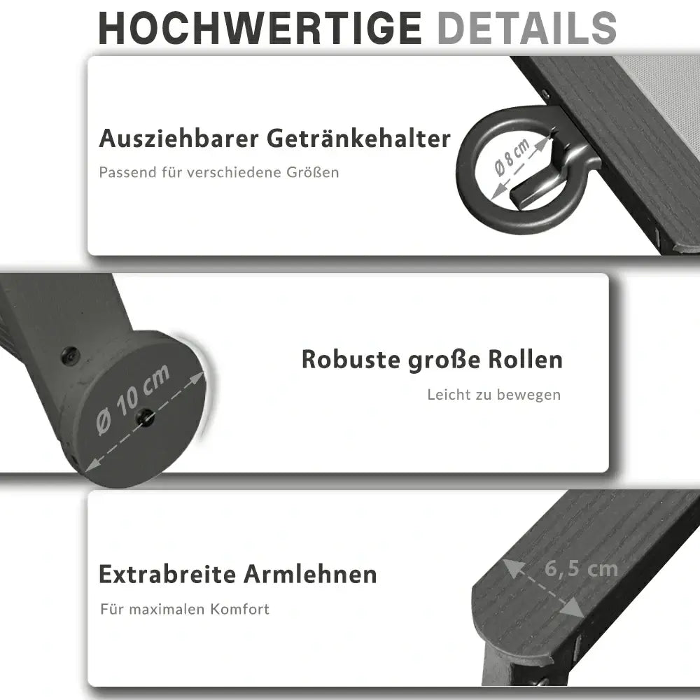 Domi Outdoor Living HDPE Textilene Sonnenliege#Farbe_Grau