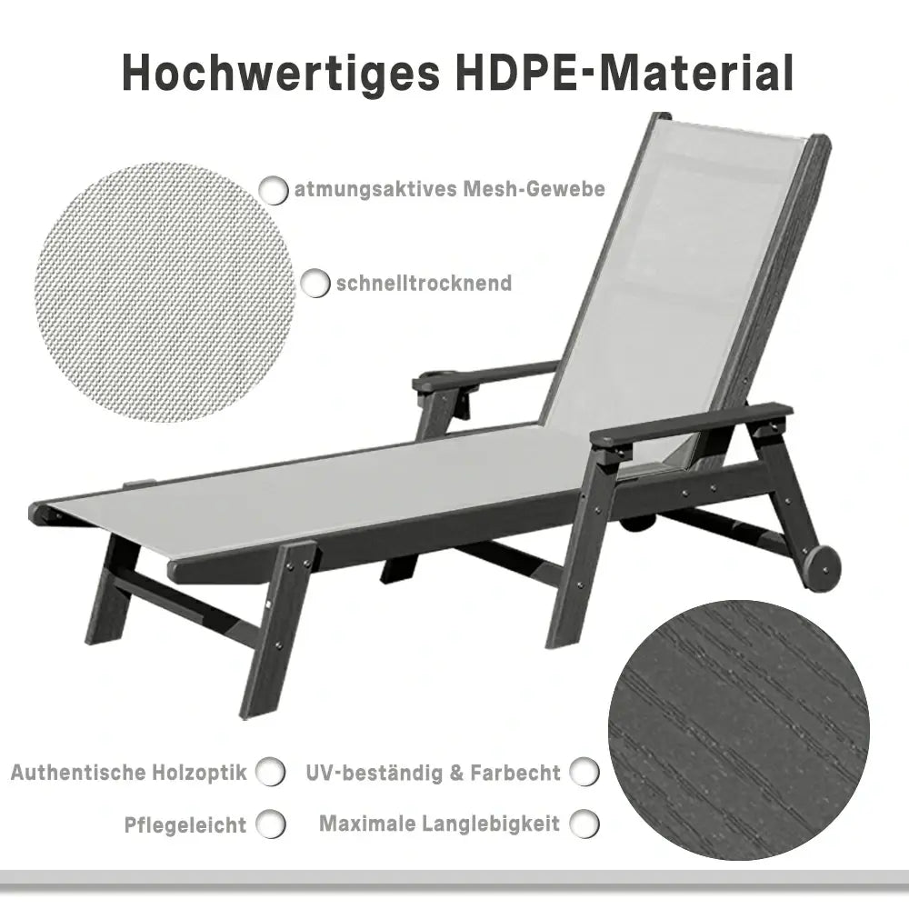 Domi Outdoor Living HDPE Textilene Sonnenliege#Farbe_Grau