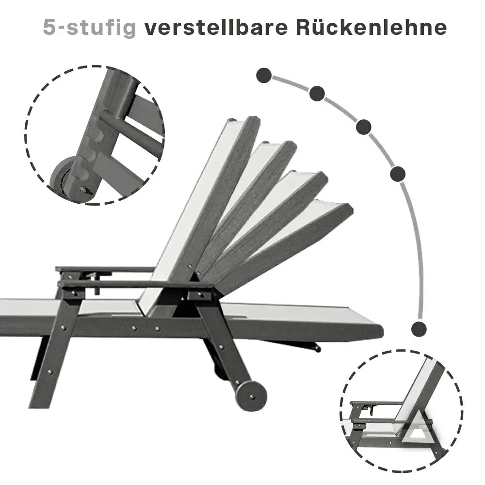 Domi Outdoor Living HDPE Textilene Sonnenliege#Farbe_Grau