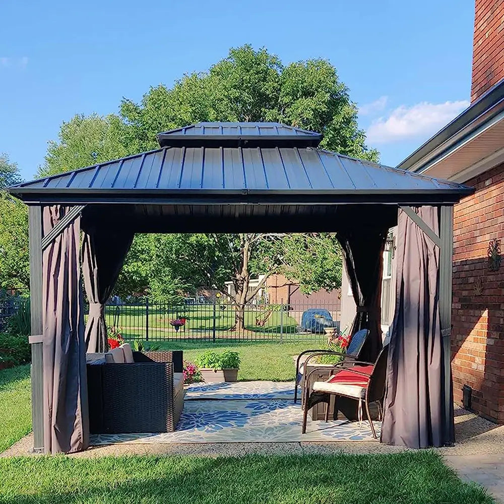 Domi klassischer Hardtop-Pavillon Anthrazit #Größe_3 x 3 m
