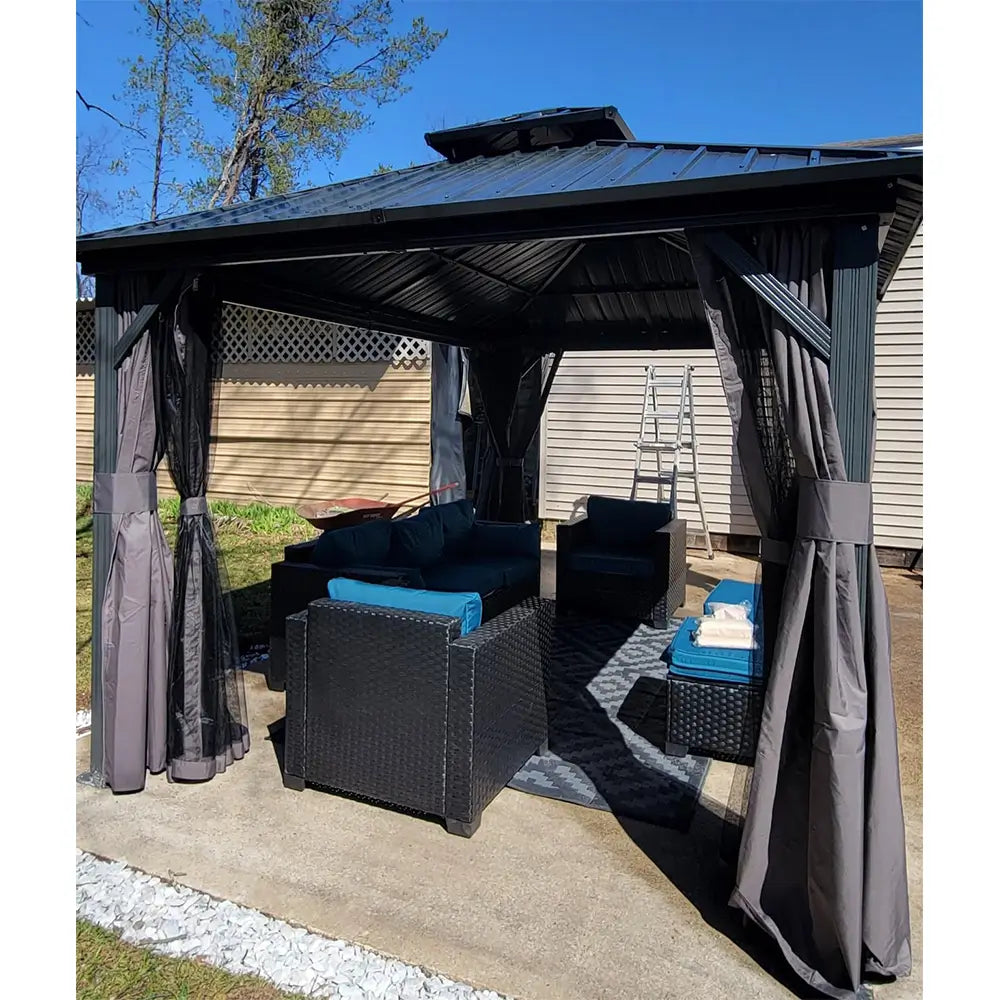 Domi klassischer Hardtop-Pavillon Anthrazit #Größe_3 x 3 m