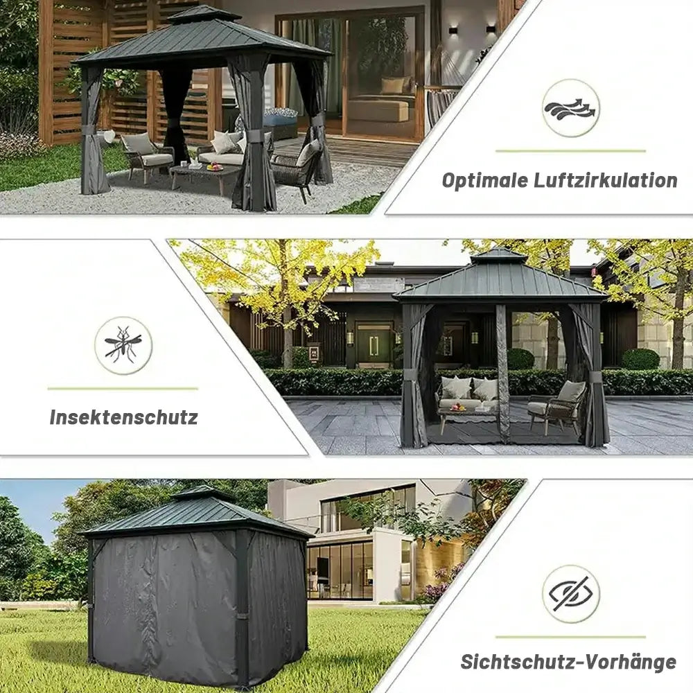 Domi klassischer Hardtop-Pavillon Anthrazit #Größe_3 x 3 m