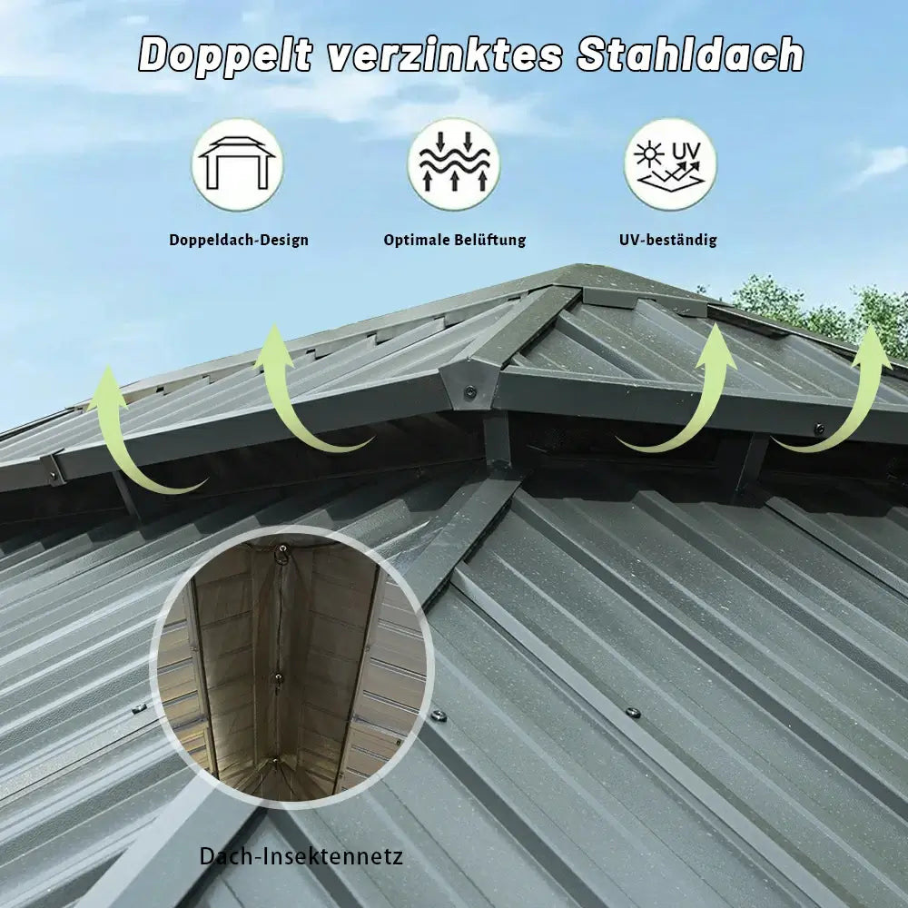 Domi klassischer Hardtop-Pavillon Anthrazit #Größe_3 x 3,63 m