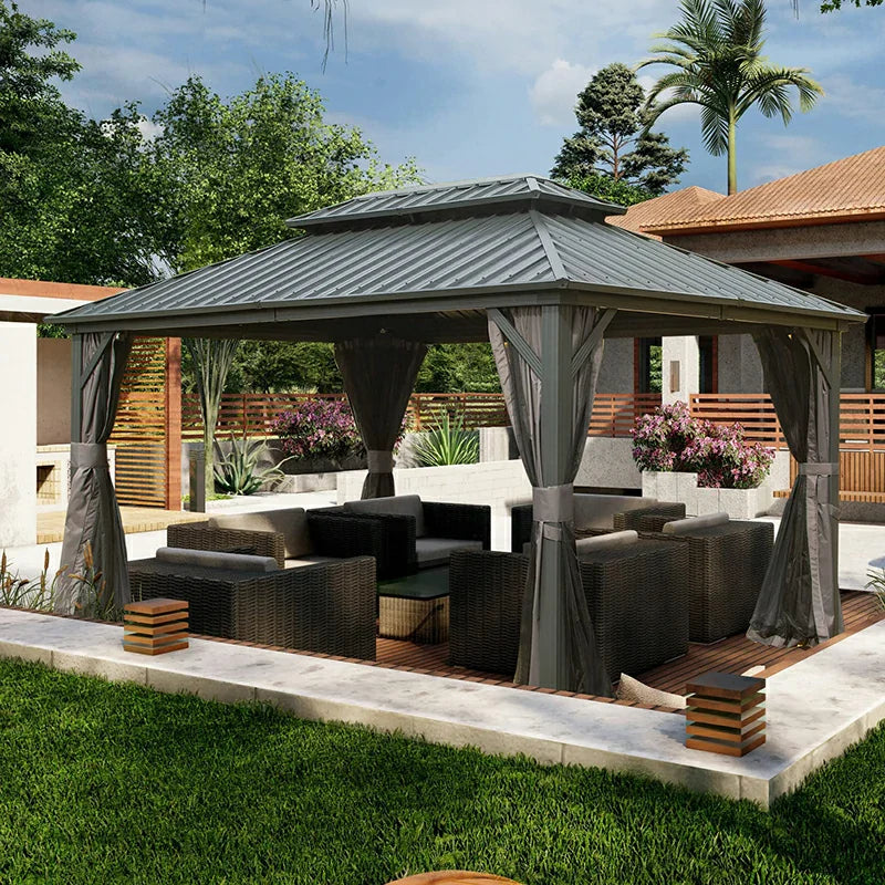 Domi klassischer Hardtop-Pavillon Anthrazit #Größe_3 x 3,63 m