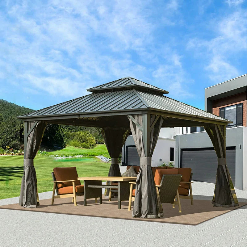 Domi klassischer Hardtop-Pavillon Anthrazit #Größe_3,63 x 3,63 m