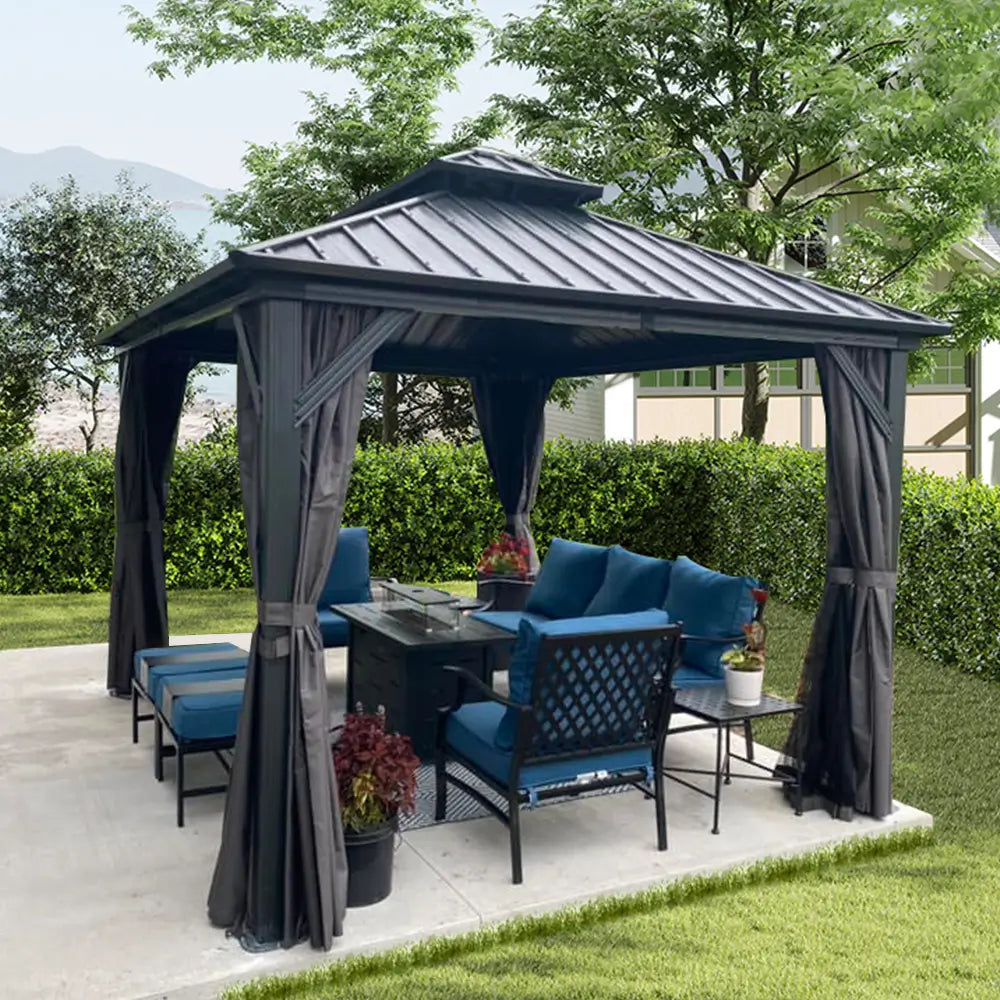 Domi klassischer Hardtop-Pavillon Anthrazit #Größe_3,63 x 3,63 m