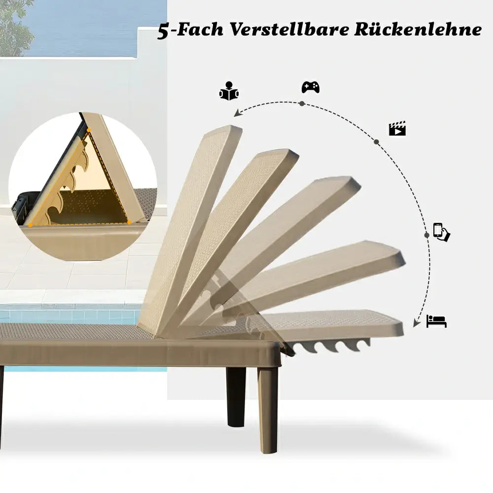 Domi Kunststoff Sonnenliege 2er-Set In Khaki Ohne Armlehnen Gartenliege#Farbe_Sandbeige