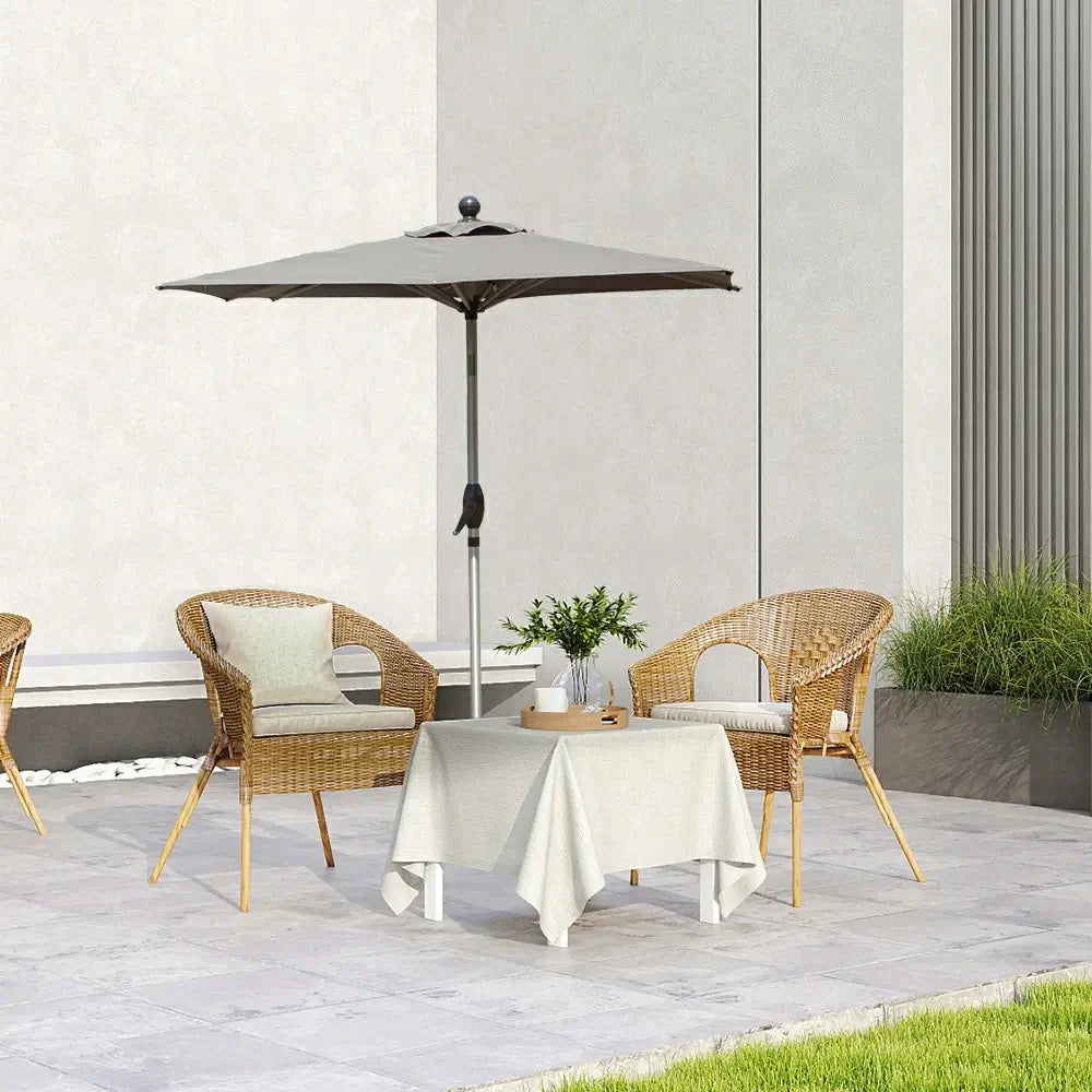 Domi Rechteckiger Aluminium Sonnenschirm Marktschirm 120 x 180 cm#Farbe_Grau