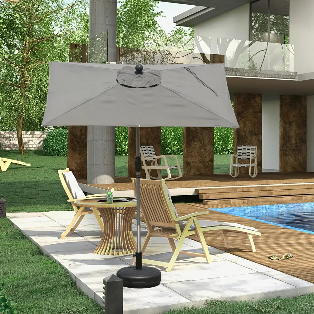 Domi Rechteckiger Aluminium Sonnenschirm Marktschirm 120 x 180 cm#Farbe_Grau