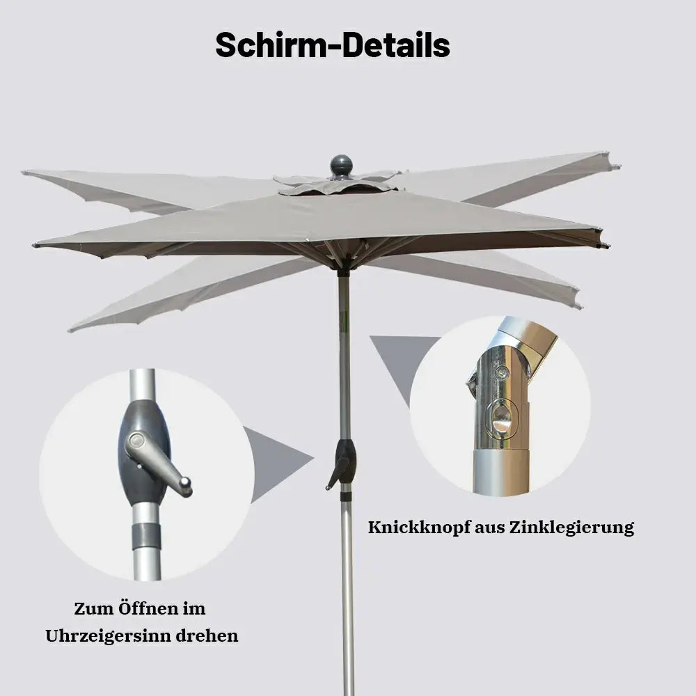 Domi Rechteckiger Aluminium Sonnenschirm Marktschirm 120 x 180 cm#Farbe_Grau