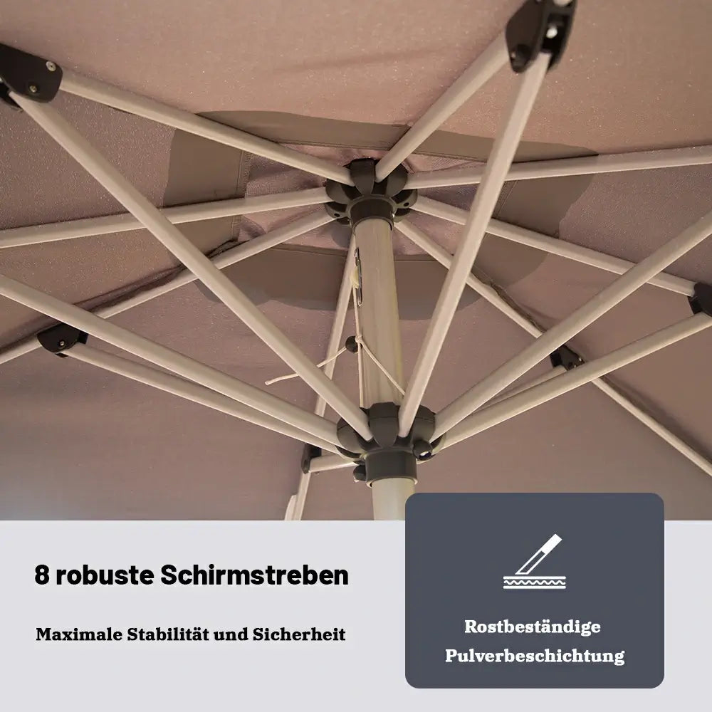 Domi Rechteckiger Aluminium Sonnenschirm Marktschirm 120 x 180 cm#Farbe_Grau